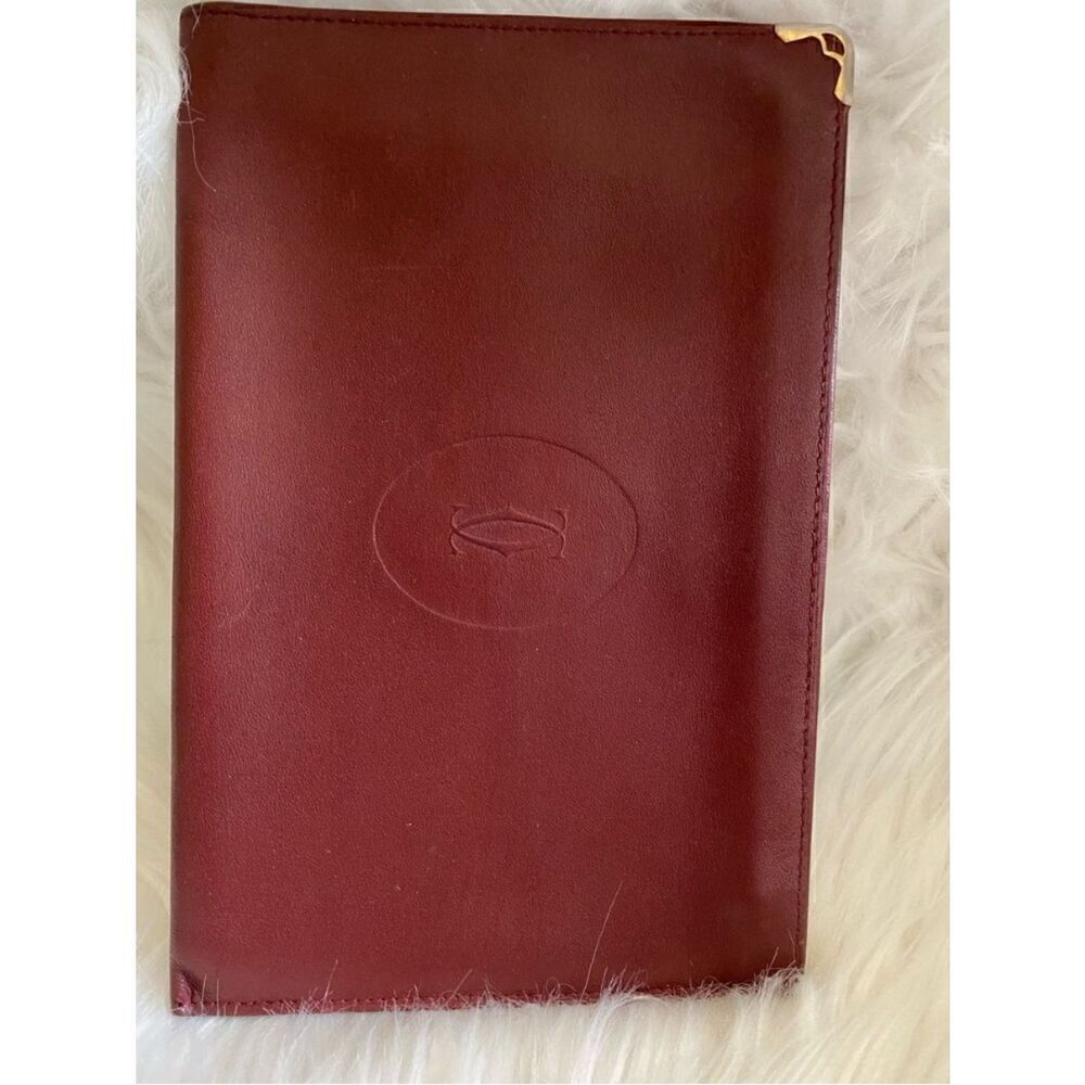 🛍️ Cartier Must de Cartier 21 Bordeaux Leather Clutch/Pouch Bag Circa 1990s - Picture 2 of 15